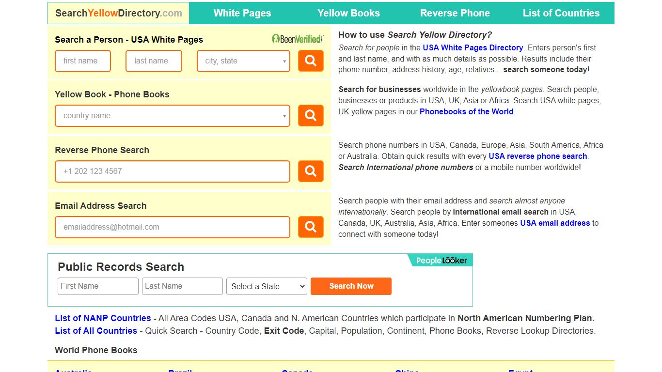 Search Yellow Book, Reverse Phone, Email Address Lookup